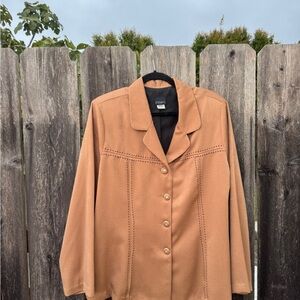 American Vintage Boho Western Tan Faux Suede Blazer